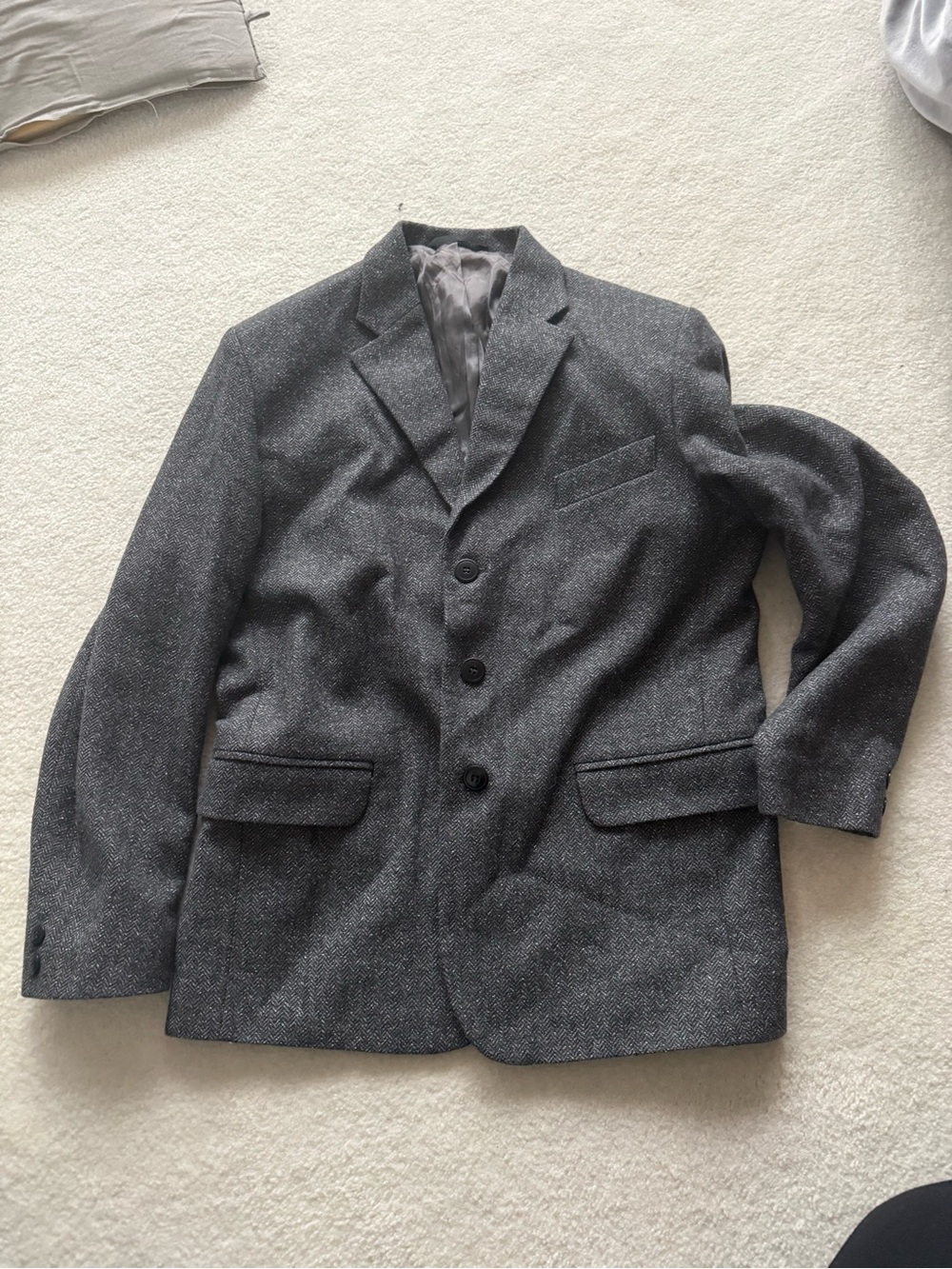 Boys Gray Herringbone wool Blazer - Classic Tailored Style